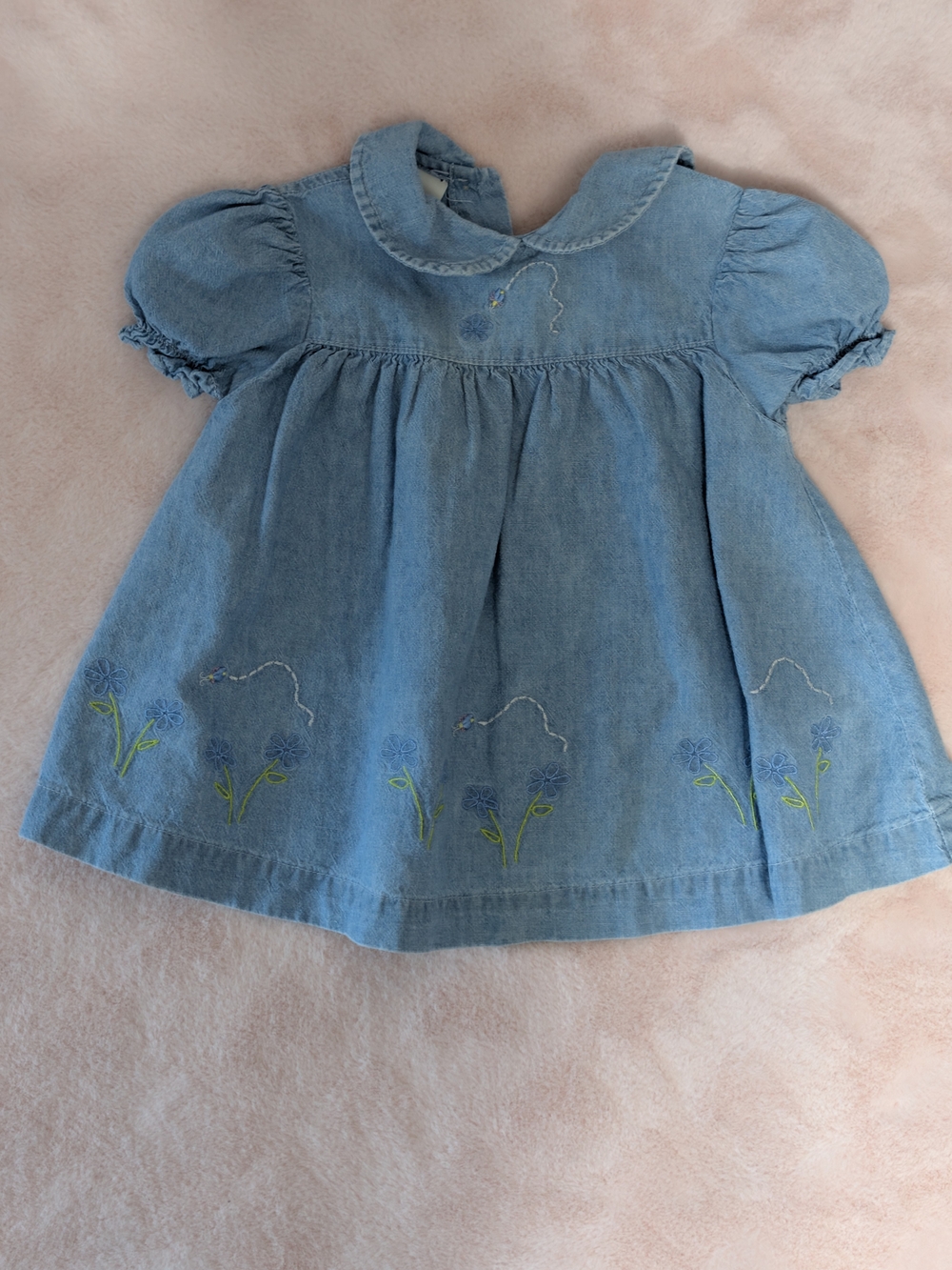 Vintage 90s Baby Denim Lot - Buster Brown Romper (3-6M) & Field Gear Dress (6M)